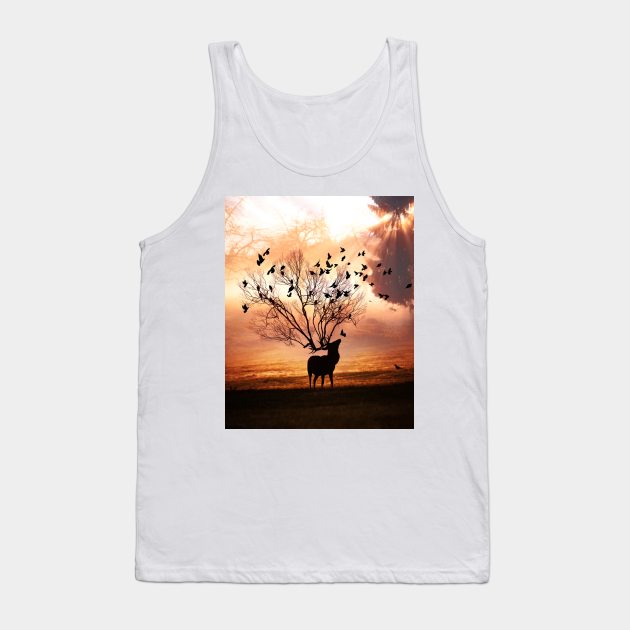 Sunset Deer Tank Top by sherifarts